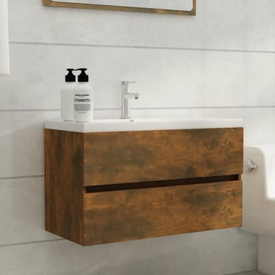vidaXL - Wastafelkast - 80x38,5x45 - cm - bewerkt - hout - gerookt - eikenkleurig