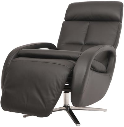 Relaxfauteuil MCW-L11, design TV-fauteuil TV-fauteuil relaxfauteuil, draaibare relaxfunctie, volledig leer ~ zwart