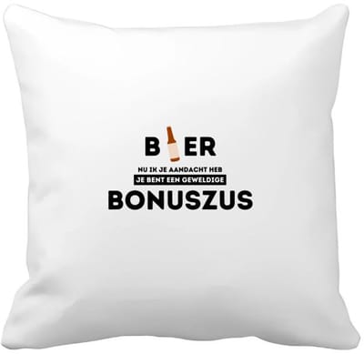Akyol - bier, nu ik je aandacht heb je bent een geweldige bonuszus Kussen hoes - Zus - de beste zus - verjaardagscadeau - verjaardag - cadeau - cadeautje voor zus - zus artikelen - kado - geschenk - gift - 40 bij 40 cm