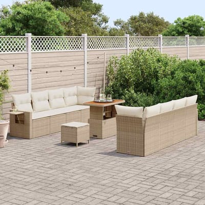 vidaXL Tuinbank Set met kussen 11 pcs Beige en Crème poly rattan