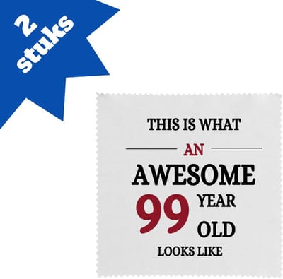 Akyol - this is what an awesome 99 year old looks like brillendoekjes - Hoera 99 jaar - iemand die 99 jaar is geworden - de jarige - verjaardagscadeau - kado - geschenk - gift - leuke verjaardagscadeau - felicitatie - 17,8 bij 17,8 cm - 2 stuks