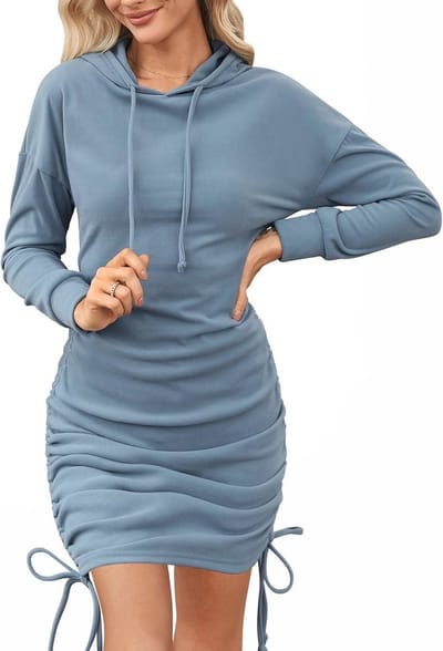 Dames Lange Hoodie Kleid - Casual en Warm voor Herfst en Winter