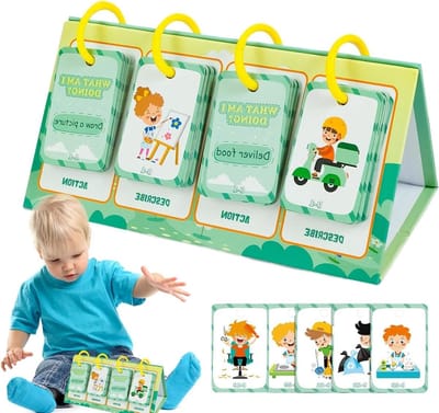Leerkaarten voor vroeg onderwijs, actiewoorden flash -kaarten,Actie Cognition Flash -kaarten | Duidelijke afdrukkenspeelgoed voor verjaardag, kerstdag en kinderdag