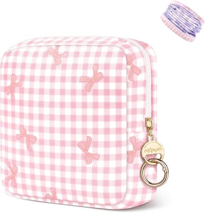 Maandverband Tas - Tampon Houder Clutch - Hygiënisch Opbergen - Met Rits - 14.5 x 14 x 3.5 cm - Roze
