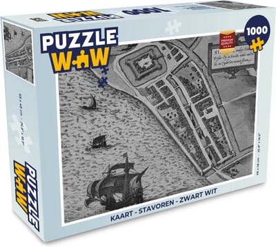 Puzzel Kaart - Stavoren - Zwart Wit - Legpuzzel - Puzzel 1000 stukjes volwassenen