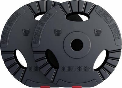 Gorilla Sports Gewichtsschijven - Olympisch - Halterschijven - 2 x 15 kg - Kunststof Gripper - 50 mm