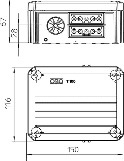OBO T-Box Doos voor montage op wand/plafond