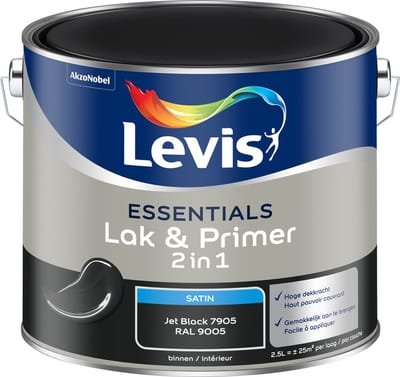 Levis - Essentials Lak & Primer - Jet Black (Ral 9005) - 2,5 L