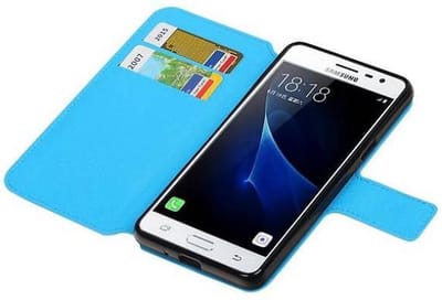 Cross Pattern TPU Bookstyle Hoesje - Wallet Case Telefoonhoesje - Geschikt voor Samsung Galaxy J3 Pro Blauw