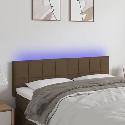 vidaXL - Hoofdbord - LED - 144x5x78/88 - cm - stof - donkerbruin
