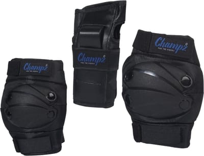 Champz Skate Beschermset – Kinderen – Zwart/Blauw – Large (39-42 EU)