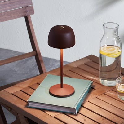 Lindby - Terraslampen- met dimmer - 1licht - Aluminium spuitgietwerk, kunststof - H: 27.5 cm - roestbruin - Inclusief lichtbron