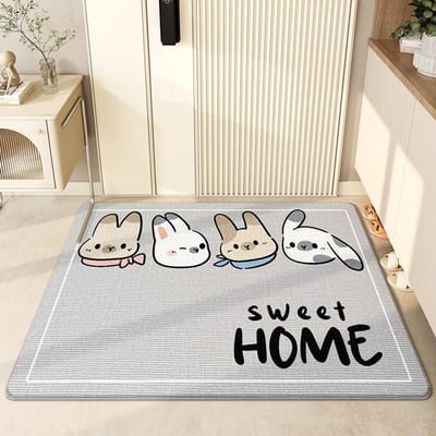 Cartoon Konijn Huis Ingang Antislip Vloermat Kennel Fluweel Entree Deur Stofverwijderingskleed Voetmat Zacht 50*80cm