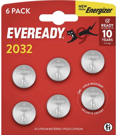 Energizer Eveready - Knoopcel batterijen - CR2032 - 3V - 6 stuks