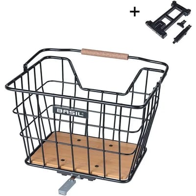 Basil Nordland Fietsmand - Voor of Achter - Zwart/Bruin - 23 Liter