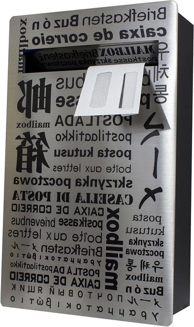 Brievenbus Muurbevestiging - Postbus Rechthoekig - Veilig Post Ontvangen - Roestvrij Staal - 117 x 195 Inch - Zilver Zwart