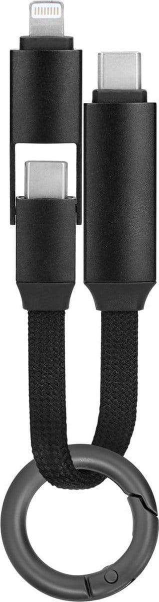 Mobiparts Aluminium 3-in-1 Kabel Ultra Slim Matt - Zwart