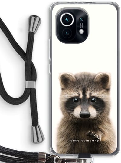 Case Company® - Hoesje met koord geschikt voor Xiaomi Mi 11 hoesje met Koord - Rocco - Telefoonhoesje met Zwart Koord - Bescherming aan alle Kanten en Over de Schermrand