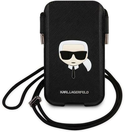 Karl Lagerfeld Saffiano Serie - iPhone 12 Hoes - Ikonik Design - Zwart