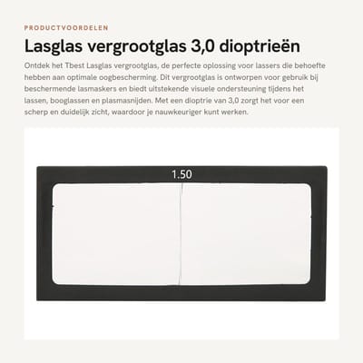 Dailygoods- Lasglas 3,0 Dioptrieën - Vergrootglas - Beschermende Uitrusting - Oogbescherming - Anti-Ultraviolet - Professionele Verwerking - Laslens