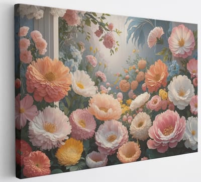 Saammp Canvas Schilderij - Bloementuin - Abstract - 30x20 - Foto op canvas - Wanddecoratie - Muurdecoratie Woonkamer - Slaapkamer decoratie - Canvas Print
