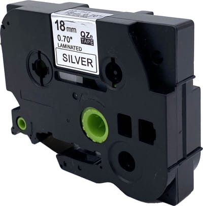 DULA Brother Compatible label tape- Tze-941 - 1 cassette - Brother P-Touch - Zwart op zilver - 18mm x 8m