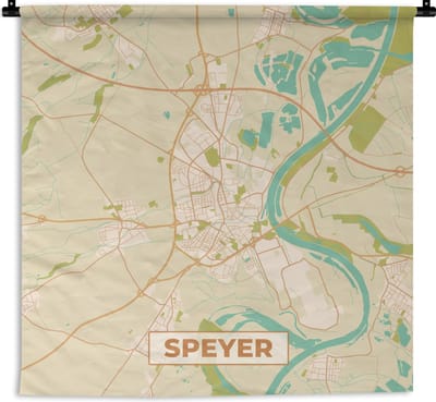 Wandkleed - Wanddoek - Speyer - Kaart - Plattegrond - vintage - Stadskaart - 180x180 cm - Wandtapijt