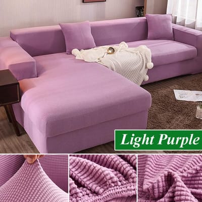 Bankhoes voor woonkamer dikke elastische polar fleece 1 /2 /3 /4 zits L-vormige hoekbankhoes voor bank chaise longue 2 Seater 135-170cm lichtpaarse kleur