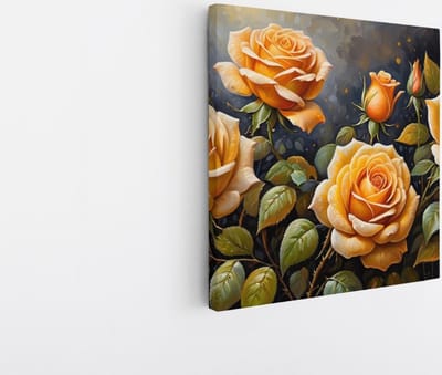 Saammp Canvas Schilderij - Bloemen - Zwart - Oranje - Abstract - 20x20 - Foto op canvas - Wanddecoratie - Muurdecoratie Woonkamer - Kantoor Decoratie