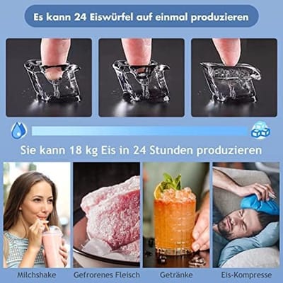 IJsblokjesmachine - IJsmaker - Snelle IJsblokjes - Zelfreinigend - 18kg Per Dag - Zilver