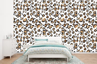 Behang - Fotobehang Panterprint - Bruin - Patronen - Breedte 320 cm x hoogte 240 cm