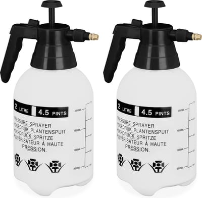 2x drukspruit 2 l - plantenspuit - onkruidspuit zwart - druksproeier - met pomp