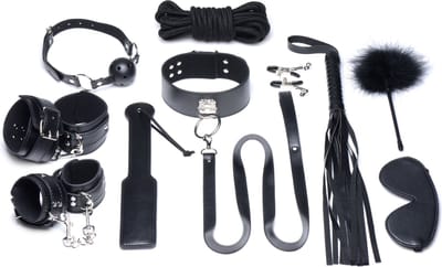 XR Brands Deluxe 10-Piece Bondage Set black