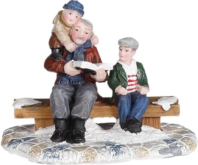 Luville - Grandpa telling a story - l7,5xb4,5xh6cm - Kersthuisjes & Kerstdorpen