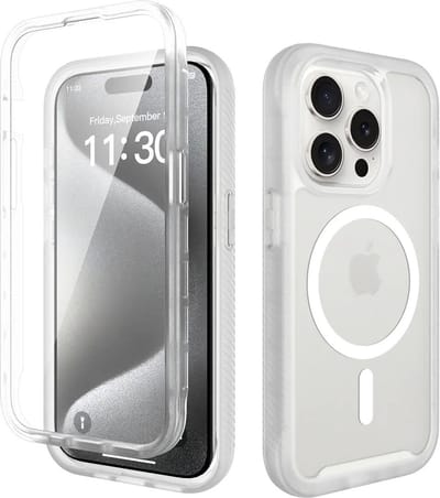 Hoesje met Ingebouwde Screenprotector Geschikt voor Apple iPhone 15 Pro - Compatibel met MagSafe / Qi2 - Full Protect - Schokbestendige Beschermhoes - Case Matte Transparant