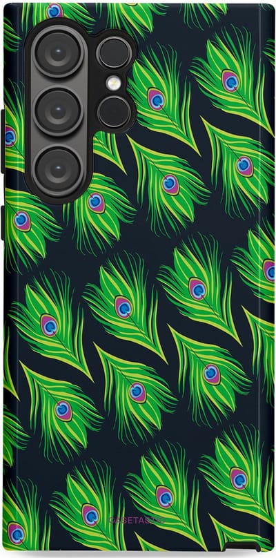 Casetastic Hoesje Geschikt voor Samsung S23 Ultra - Stijlvolle Beschermende Duo-layer Case - Veren van verleiding