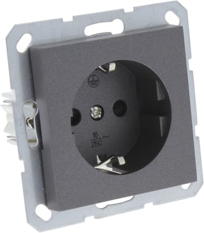 Q-Link S-Line contactdoos - 1-voudig - randaarde - antraciet