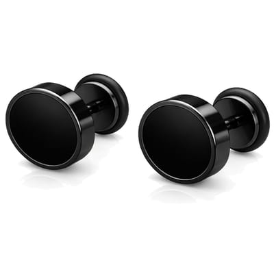 Mendes heren oorbellen Edelstaal Zwart-8mm