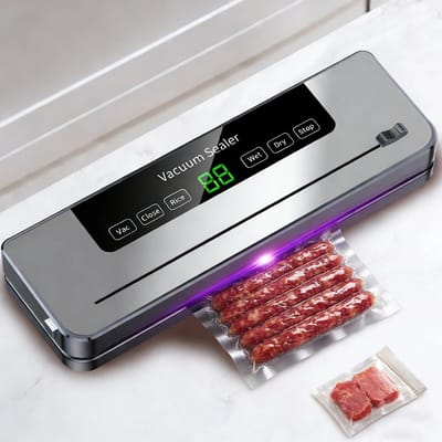 Jurrys Vacuümmachine - 65Kpa - 120W - Voedselverpakker - Keukenmachine - Inc 10 plastic zakjes - Sealer - 35.6x11x5.5cm