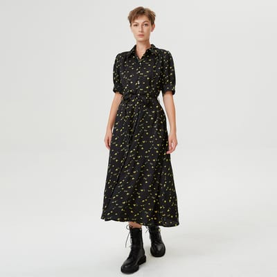 Shirt-jurk met gezwollen mouwen en lieveheersbeestje print