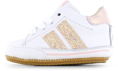 Shoesme Wit-Roze BABY-PROOF® Schoentje - Sneakers Kinderen - Meisjes - White Pink Glitter - Leer - Maat 19