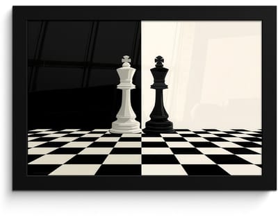 Poster in lijst - Fotolijst 30x20 cm - Posters - Schaakstukken - Koning - Geblokt - Zwart - Posterlijst zwart - Decoratie - Wanddecoratie woonkamer - Muurdecoratie slaapkamer - Kerstversiering - Kerstdecoratie voor binnen - Kerstmis
