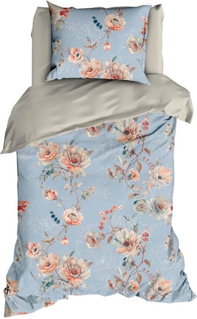 Satin d'Or Charlotte Dekbedovertrek - Eenpersoons - 140x200/220 cm - Blue