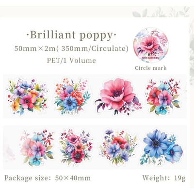 Yoofun 50mm*200cm Ontmoeting met de zee van bloemen Vintage planten stans PET-tape Creatieve DIY Journal Scrapbooking Afplakband