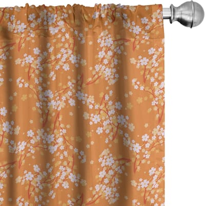 ABAKUHAUS Bloemen-Gordijnen – 2x75x245 cm – microvezel – Halfschaduw – Oranje/Lila