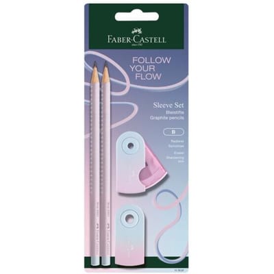 Potlood Faber Castell GRIP 2001 Flow Edition Blushing Sky 2 x B + gum + slijper blister