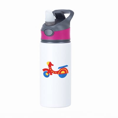 Hacebo® - speelgoed motor waterfles met rietje roze - Motor - Motorsport liefhebbers - Brommer - tweewieler - cadeau - water fles - 650ML