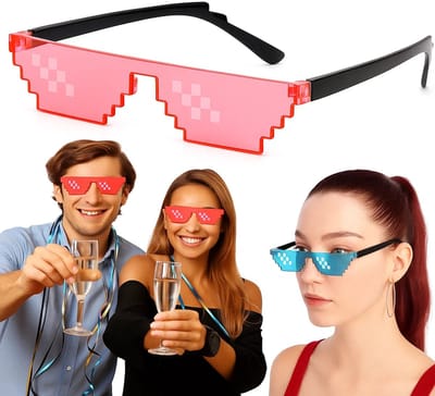 Thug Life Bril I BIt Pixel Zonnebril I 8-Bit Feestbril I Verkleed Bril I Party Bril I Roze