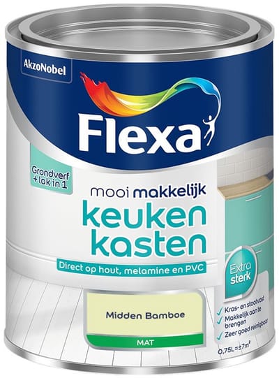 Flexa - Mooi Makkelijk Keukenkasten Mat - Midden Bamboe - Mengverf - 750 Ml