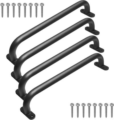 Set van 4 zwarte metalen veiligheidshandgrepen van 43,2 cm voor speelplaats, schommelaccessoires, handgrepen voor kinderen, aapstang voor speelhuis, boomhut, hal